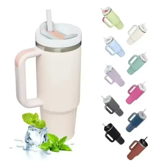 40oz Insulated Tumbler with Handle Straw Stainless Steel Water Bottle Vacuum Wat