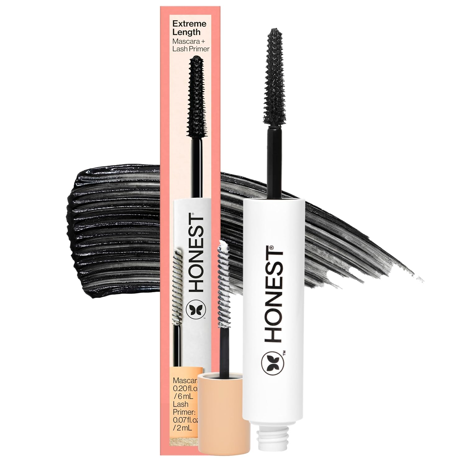 Honest Beauty Extreme Length Mascara + Lash Primer | 2-in-1 Boosts Lash Length, 