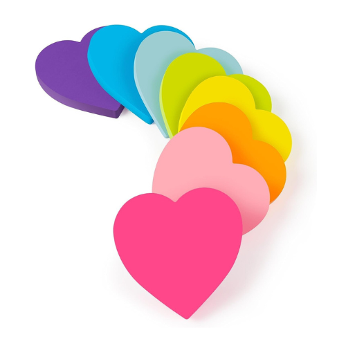 Beynant Heart Sticky Notes 3x3 in, 8 Pads, Super Cute Bright Color Strong Adhesi
