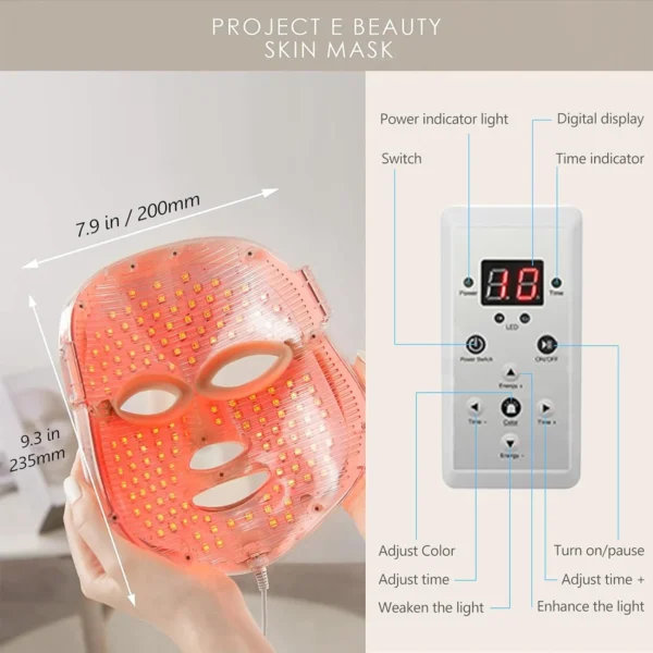 Led Face Mask Light Therapy, Red Light Therapy for Face, 7-1 Colors LED Facial Skin Care Mask without nack