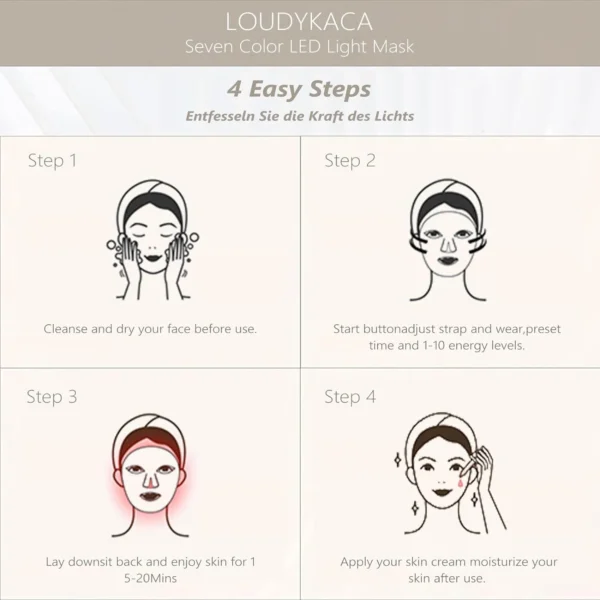 Led Face Mask Light Therapy, Red Light Therapy for Face, 7-1 Colors LED Facial Skin Care Mask without nack
