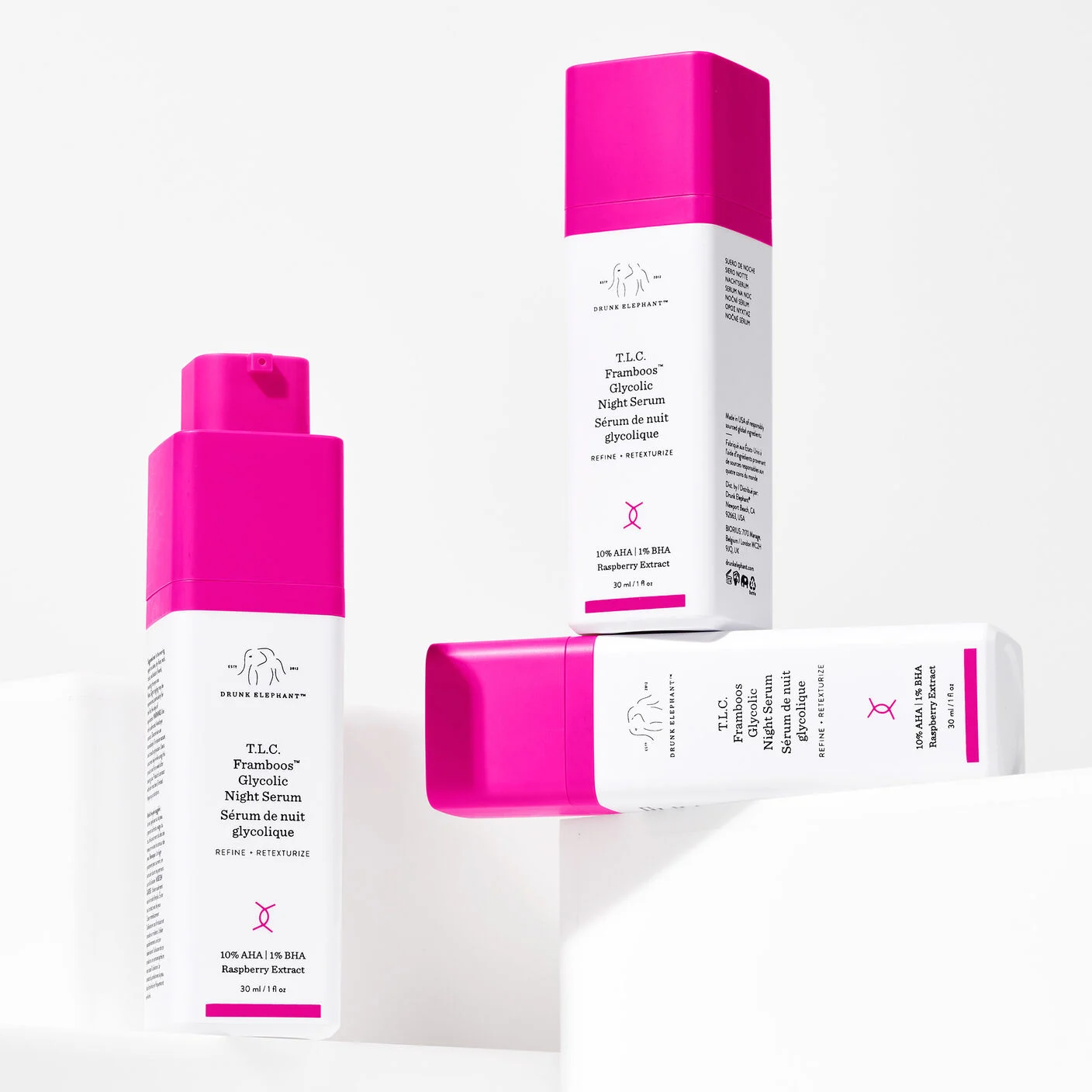 Drunk Elephant T.L.C. Framboos Glycolic Serum – Exfoliating AHA/BHA Serum for Smoother Skin Texture & Clear Pores – Clean, Cruelty-Free, Fragrance-Free, Dermatologist-30Ml