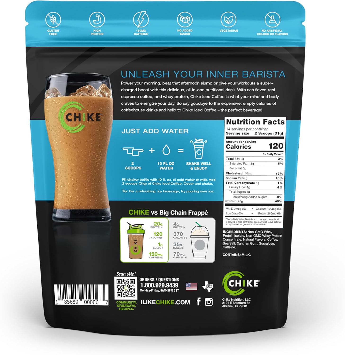 Chike High Protein Iced Coffee – Original Flavor, 14 Servings (15.1 oz) – Boost 