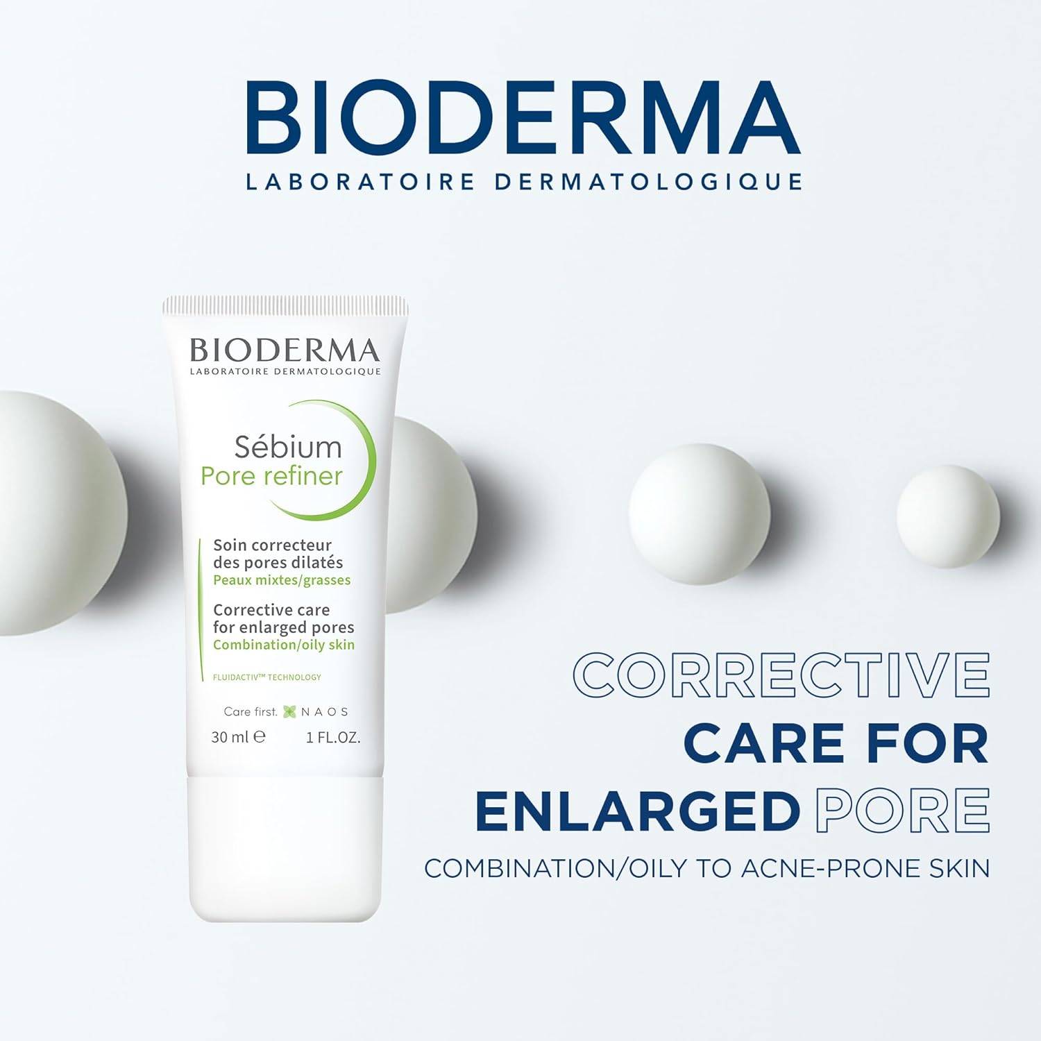 Bioderma Sébium Pore Refiner Cream – Pore Minimizer & Makeup Primer for Oily, Ac