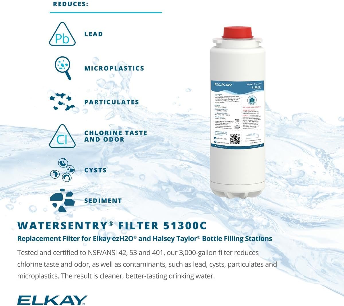 Elkay 51300C WaterSentry Plus Replacement Filter Cartridge – Genuine Filter for 