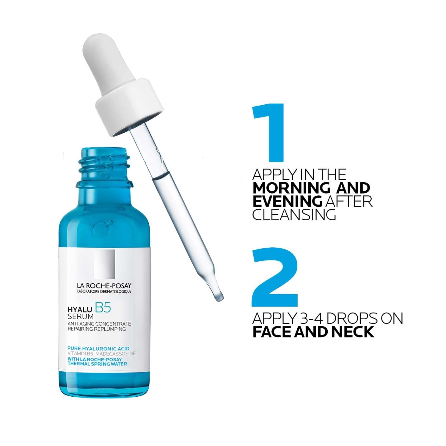La Roche-Posay Hyalu B5 Hyaluronic Acid Serum for Face | Vitamin B5, Madecassosi