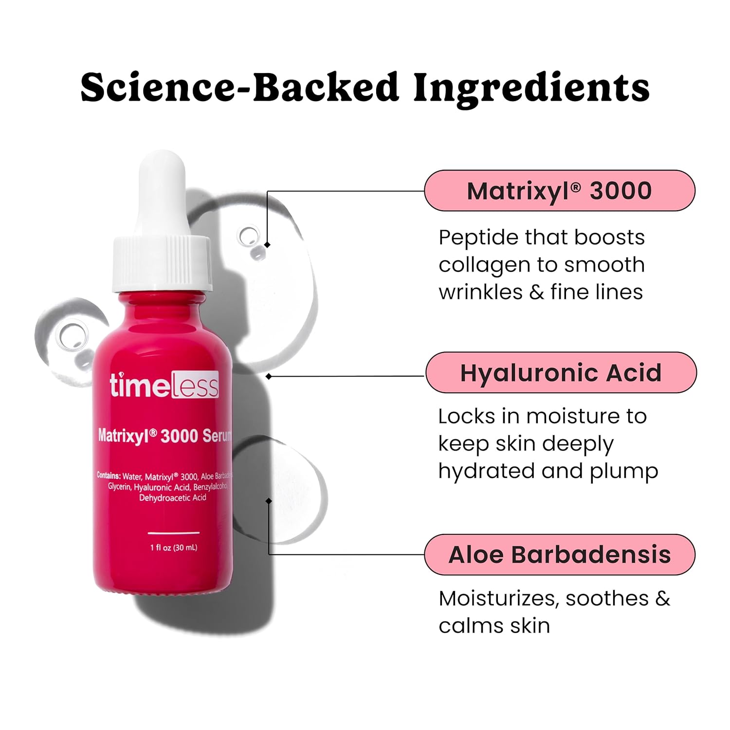 Timeless Skin Care Matrixyl 3000 Serum with Hyaluronic Acid – Hydrating, Fragran