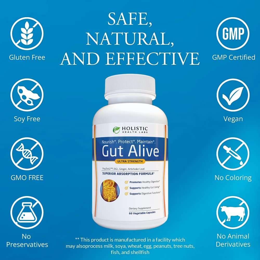 Gut Alive – All-Natural Digestive Support for IBS, Acid Reflux, Heartburn, Bloat