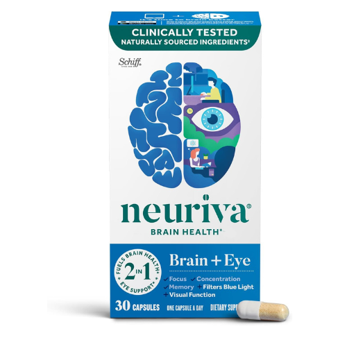 NEURIVA Brain + Eye Supplement – Memory, Focus & Concentration Support with Lute