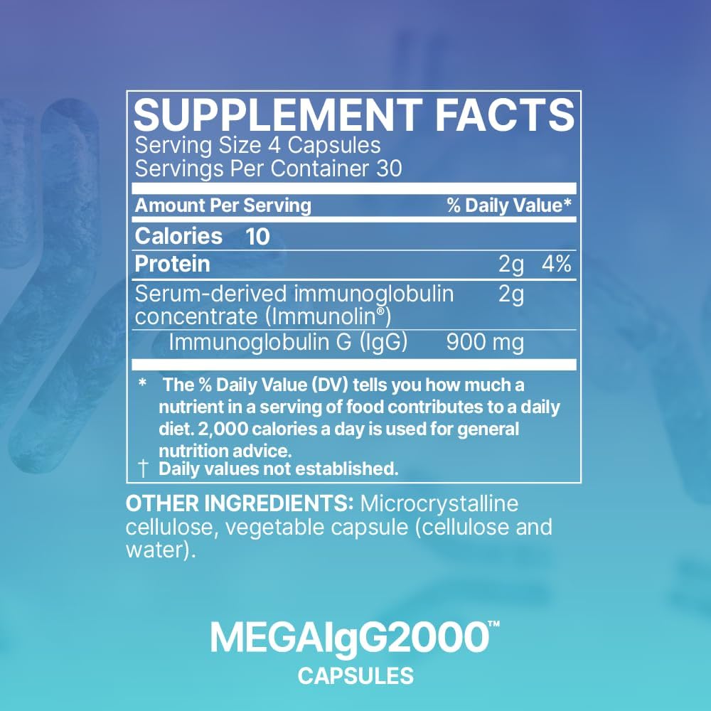 Microbiome Labs Mega IgG2000 – Dairy-Free Bovine Colostrum Immunoglobulin Supple