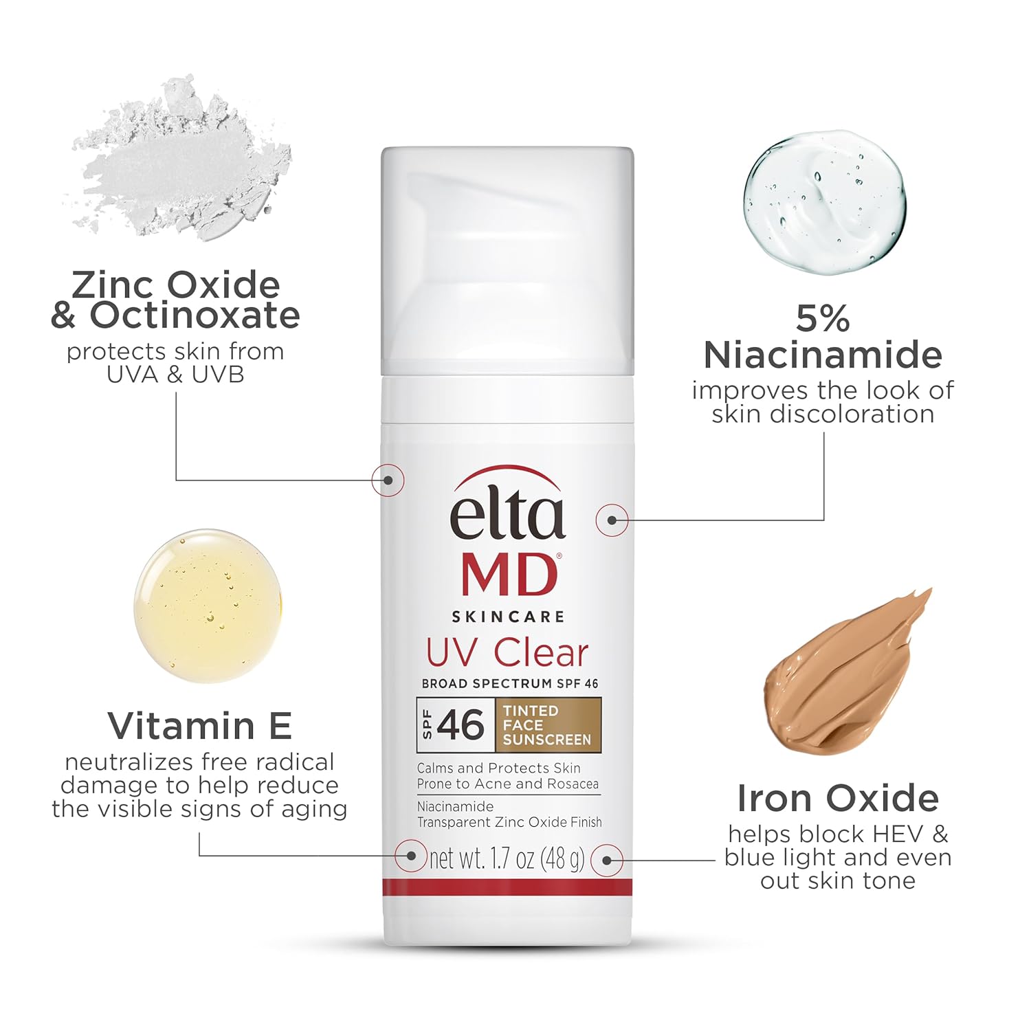 EltaMD UV Clear Tinted Face Sunscreen SPF 46 – Oil-Free Zinc Oxide, Dermatologis