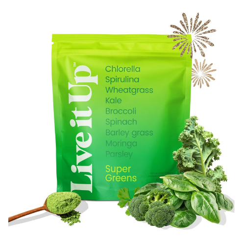 LIVE IT UP Super Greens Powder – Plant-Based Superfood with Probiotics & Enzymes