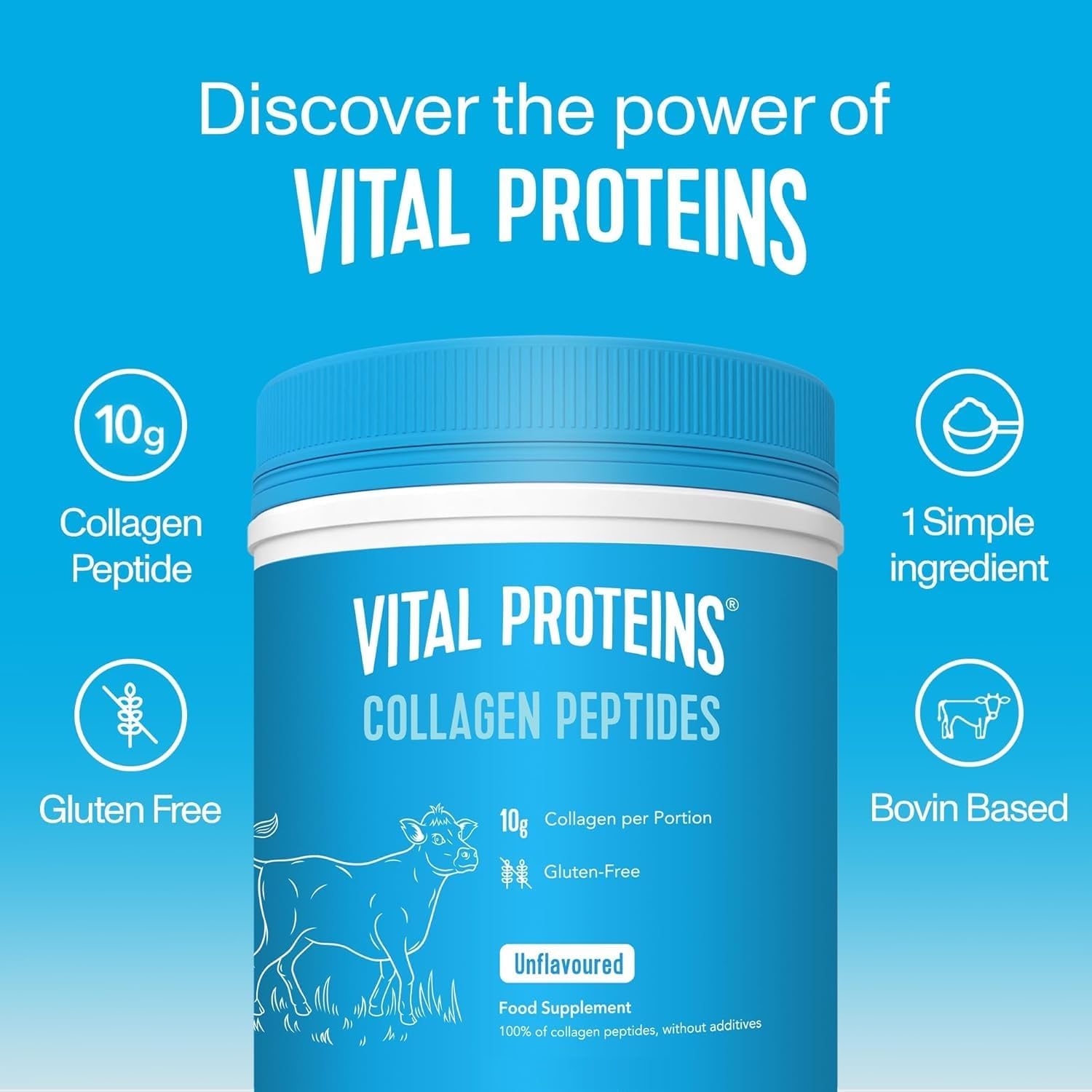 Vital Proteins Unflavored Collagen Peptides Powder – Supports Hair, Skin, Nails,