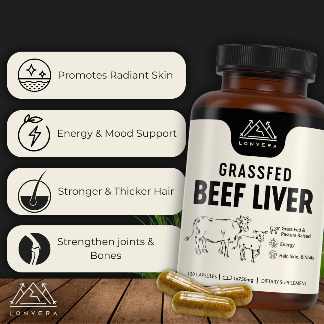 Grass Fed Beef Liver Supplement 3000mg – Freeze Dried Desiccated Organs for Ener