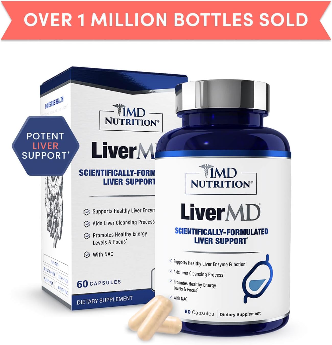 1MD Nutrition LiverMD – Liver Support Supplement with Siliphos Milk Thistle & NA