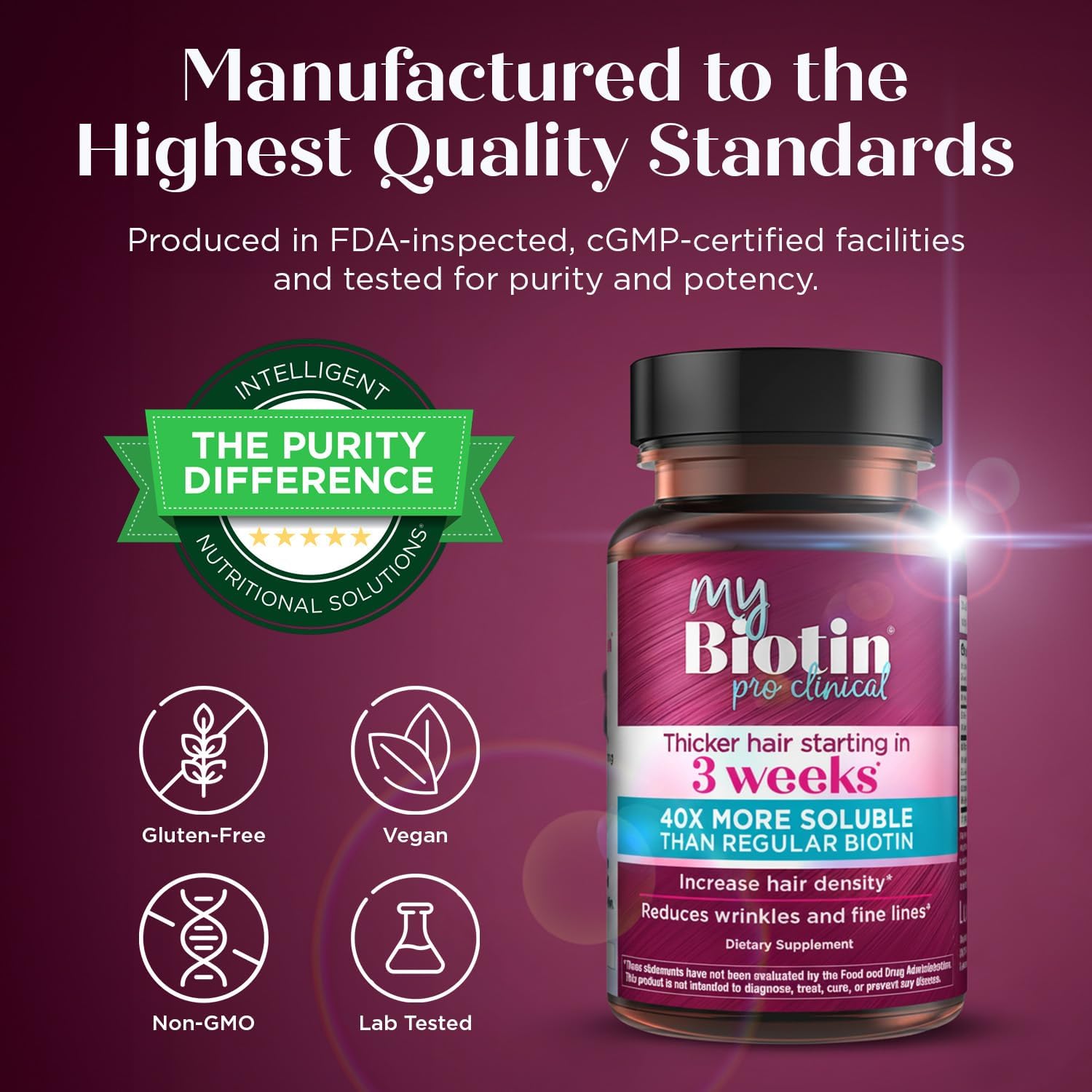 Purity Products MyBiotin ProClinical – Patented MB40X Biotin for Hair, Skin & Na