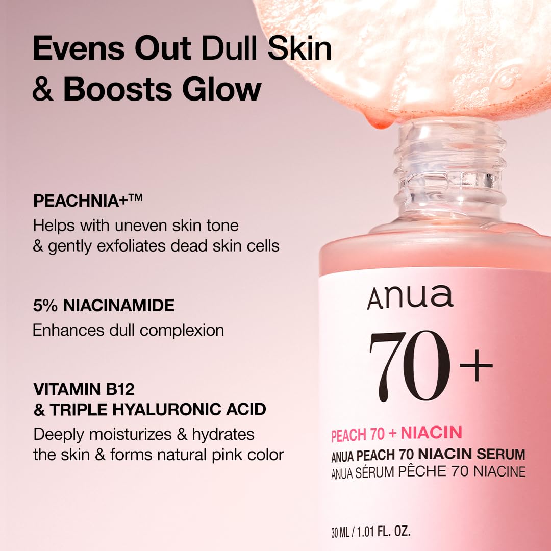 Anua Peach 70 Niacinamide Serum 30ml (1.01 fl oz) | Brightening & Hydrating Face