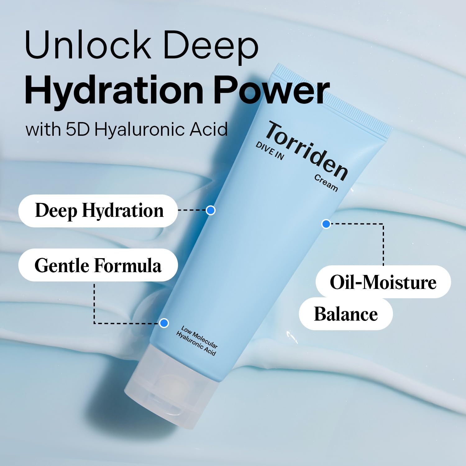 Torriden DIVE IN Cream 80ml – Lightweight Hyaluronic Acid Moisturizer for Sensit