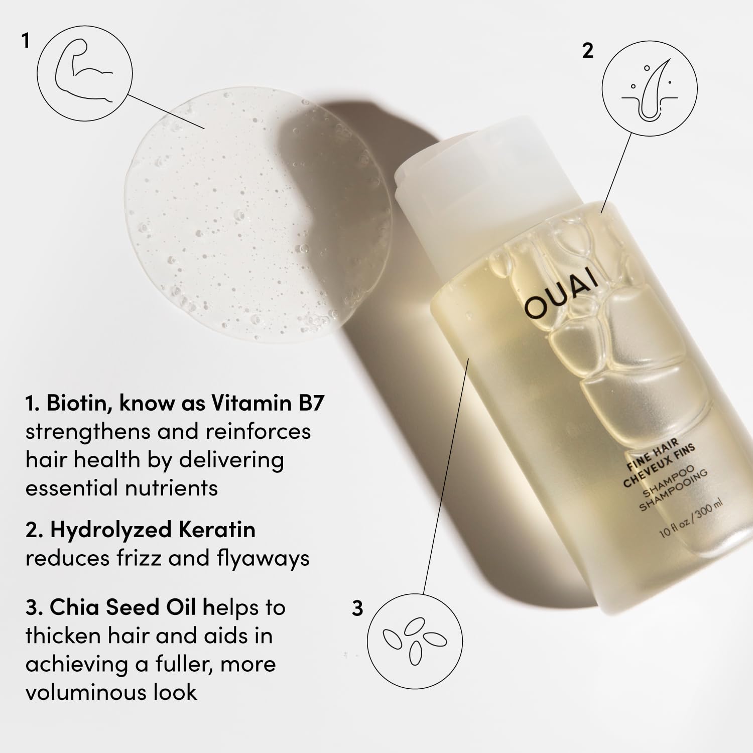 OUAI Fine Shampoo & Conditioner Set – Sulfate-Free Hair Care with Keratin, Marsh