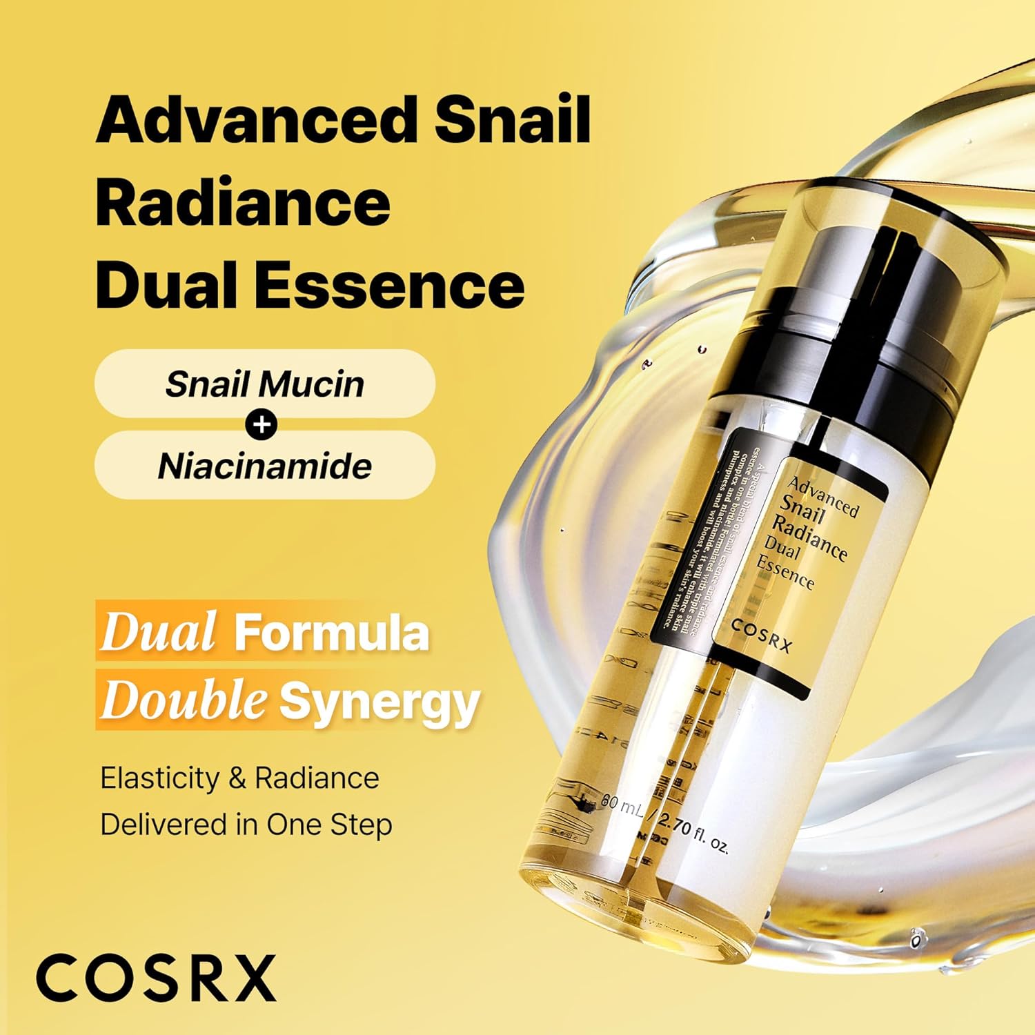 COSRX Snail Mucin 74% + Niacinamide 5% Dual Essence Serum, Anti-Aging & Brighten