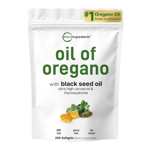 Micro Ingredients Oil of Oregano Softgels – 2-in-1 with Black Seed Oil, 4X Stren