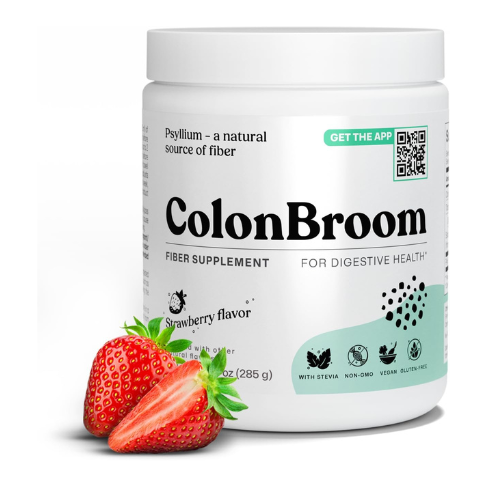 ColonBroom Psyllium Husk Powder – Strawberry Flavor Colon Cleanse & Fiber Supple