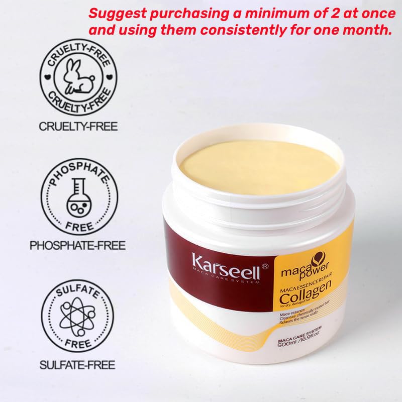 Karseell Collagen Hair Mask with Argan Oil – Deep Conditioning Treatment for Dry