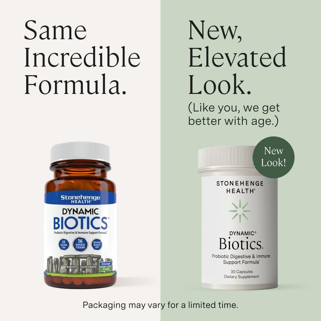 Stonehenge Health Probiotics – 55 Billion CFU, 16 Strains with Prebiotics & Synb
