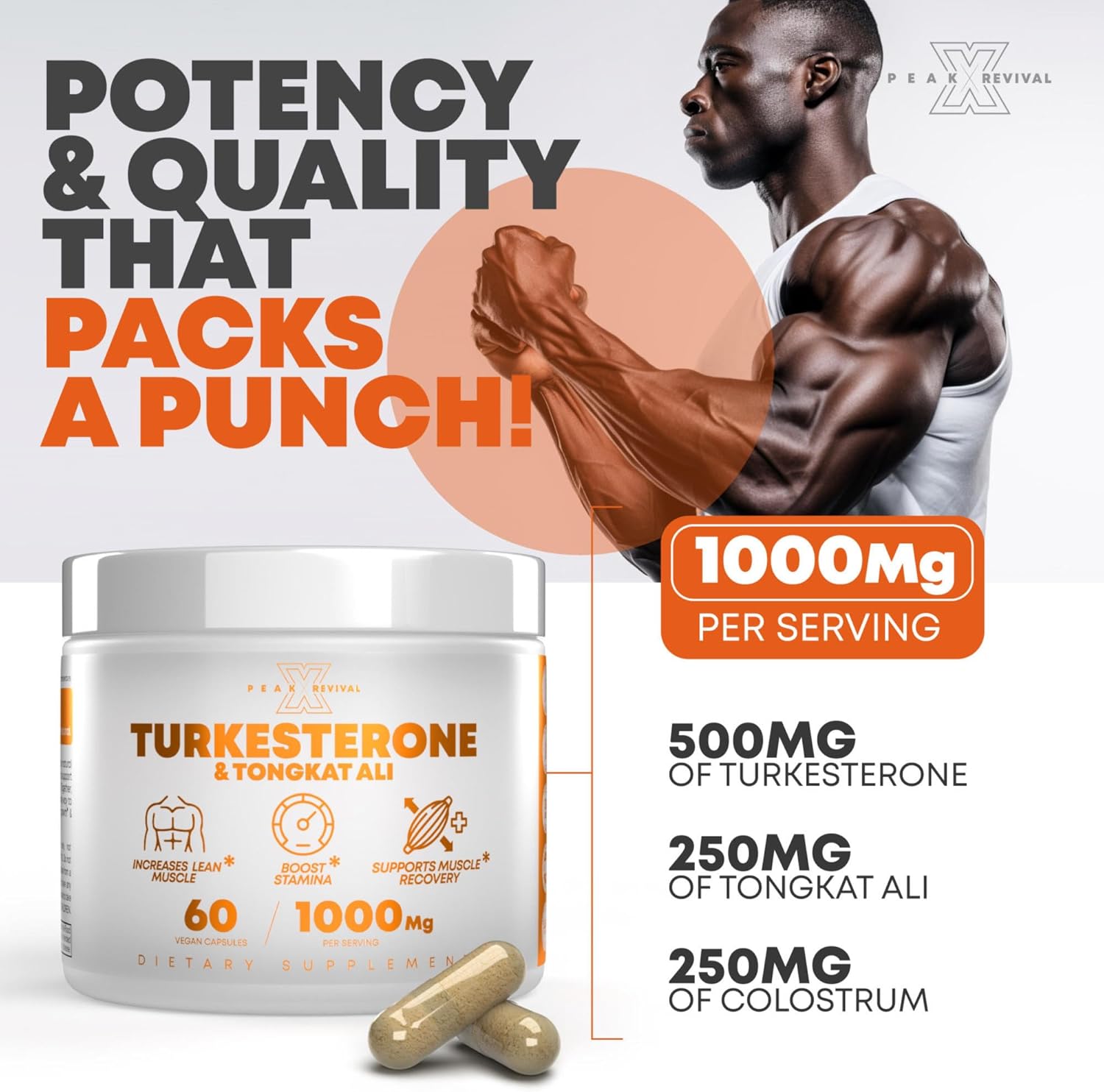Peak Revival-X Turkesterone & Tongkat Ali 1000mg Supplement – 500mg Ajuga Turkes