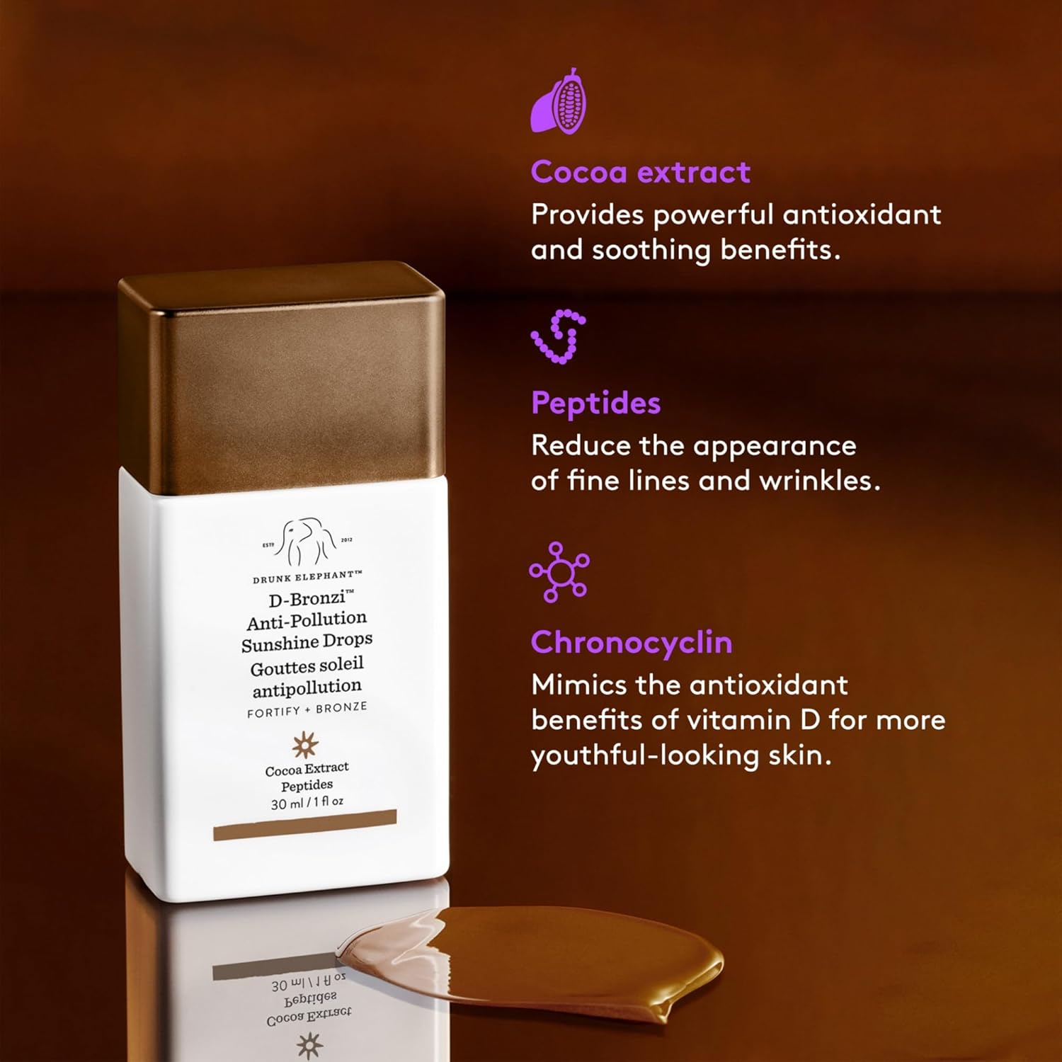 Drunk Elephant D-Bronzi Sunshine Drops – Bronzing Color Serum Drops for Radiant 