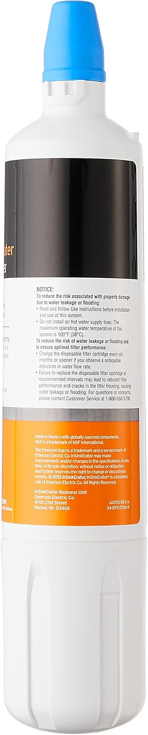 INSINKERATOR F-1000 Under Sink Water Filter Replacement Cartridge – Chlorine Fil