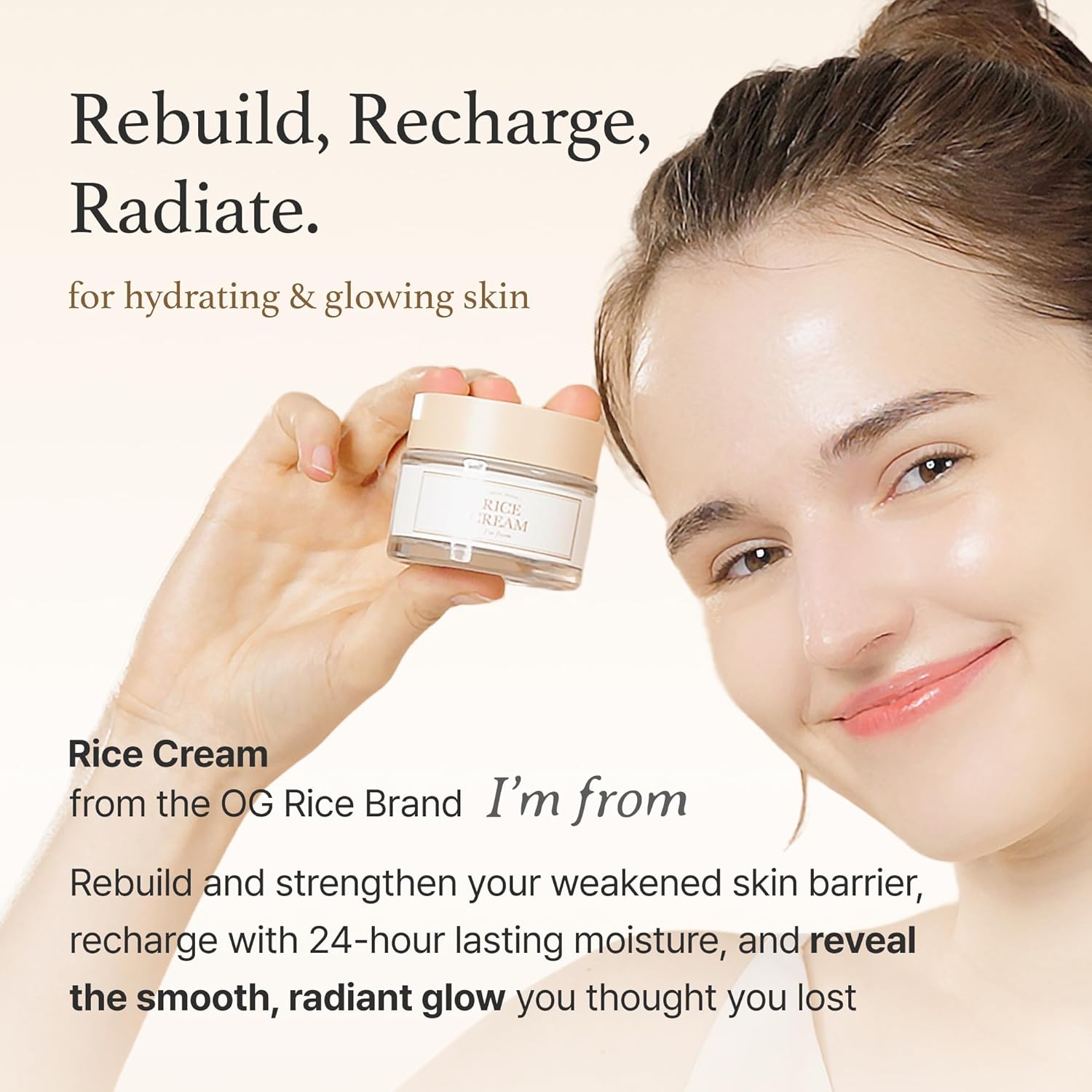 Rice Cream with Rice Bran Essence & Ceramide, 1.76 oz – Hydrating, Glowing Skin,