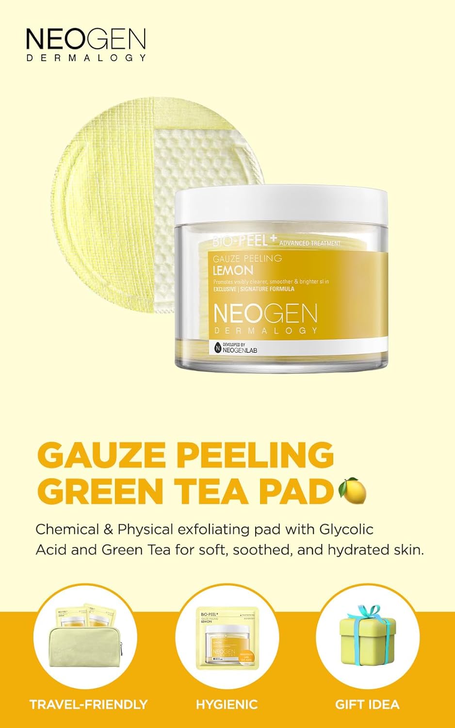 DERMALOGY by NEOGENLAB Bio-Peel Gauze Peeling Pads Lemon – Brightening Exfoliati