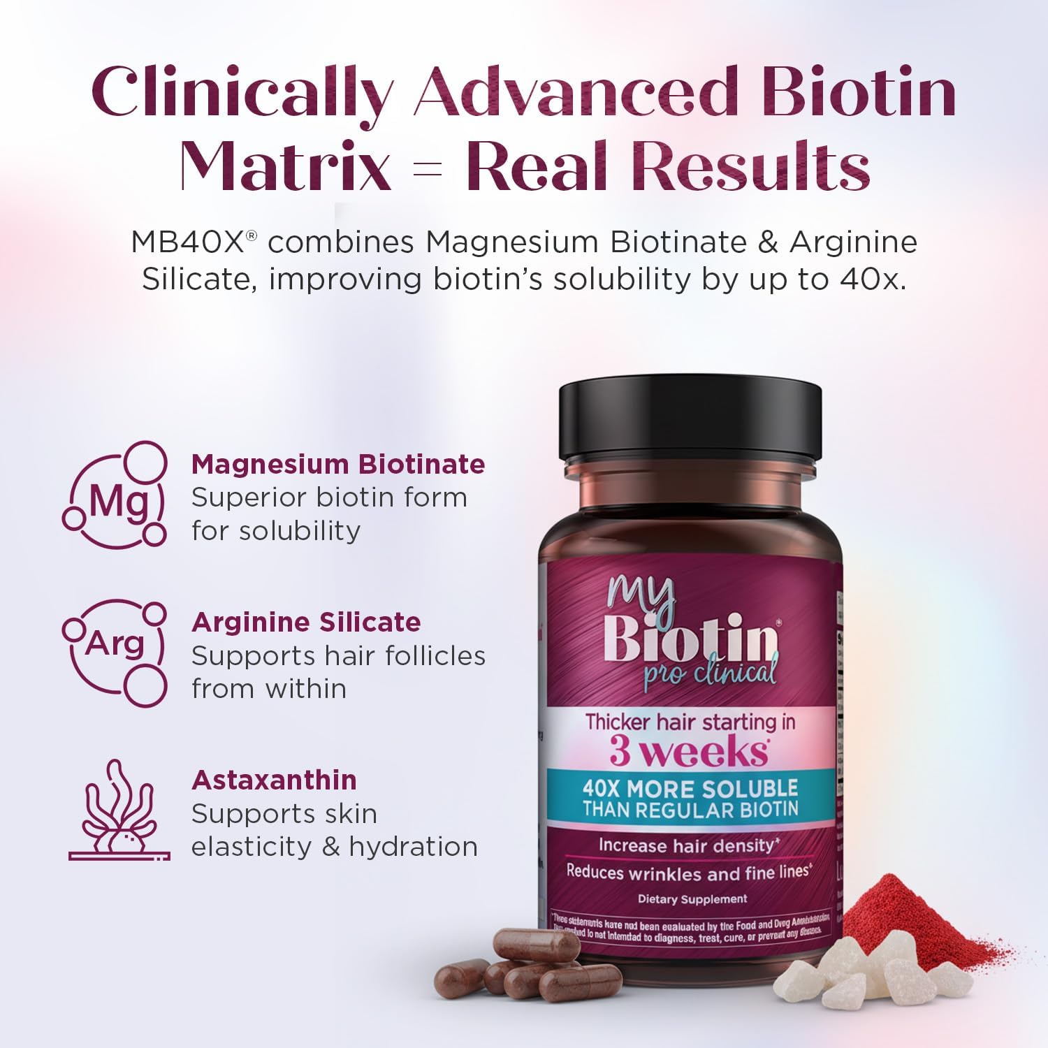 Purity Products MyBiotin ProClinical – Patented MB40X Biotin for Hair, Skin & Na