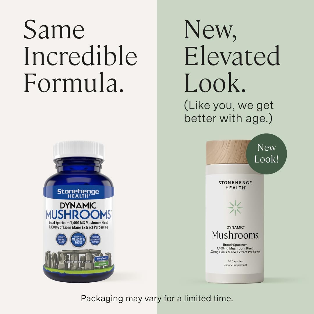 Stonehenge Dynamic Health Mushrooms 1,400 mg – 5 Mushroom Complex with Lion’s Ma