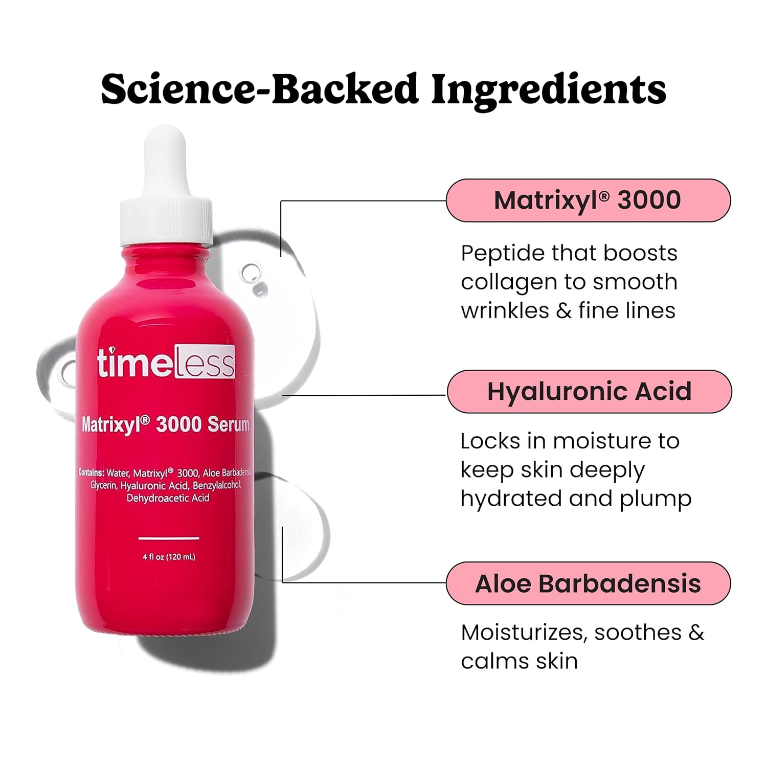 Timeless Skin Care Matrixyl 3000 Serum with Hyaluronic Acid – Hydrating, Fragran