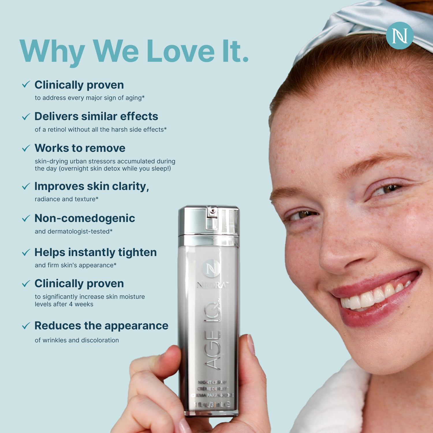 Neora Age IQ Night Cream – Anti-Aging Skincare with Bidens Pilosa, Peptides & Hy