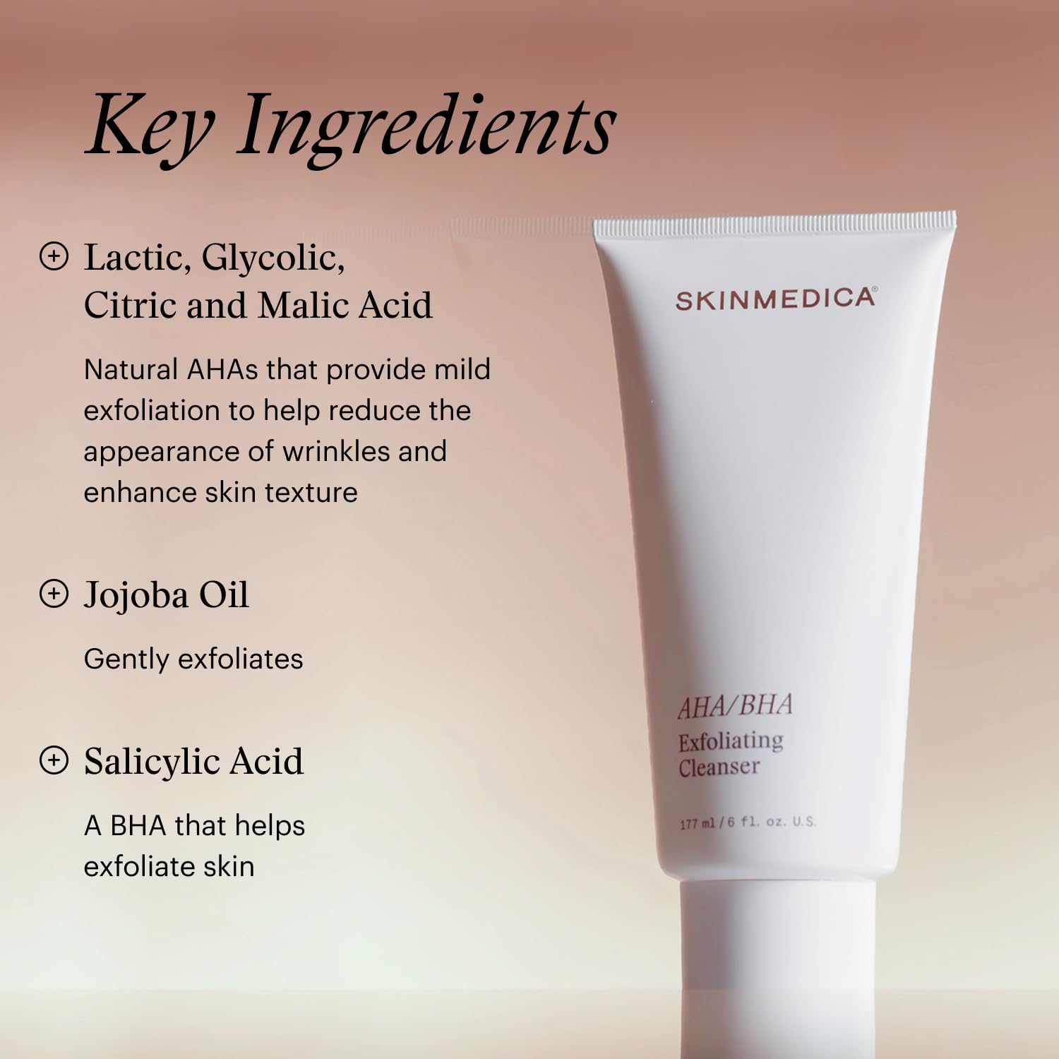 SkinMedica AHA/BHA Exfoliating Face Wash – Gentle Facial Scrub with Jojoba Oil f