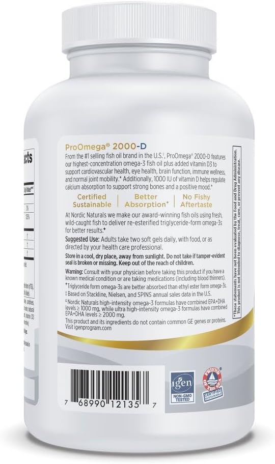 Nordic Naturals ProOmega 2000-D Lemon Flavor – Ultra High-Potency Fish Oil with 