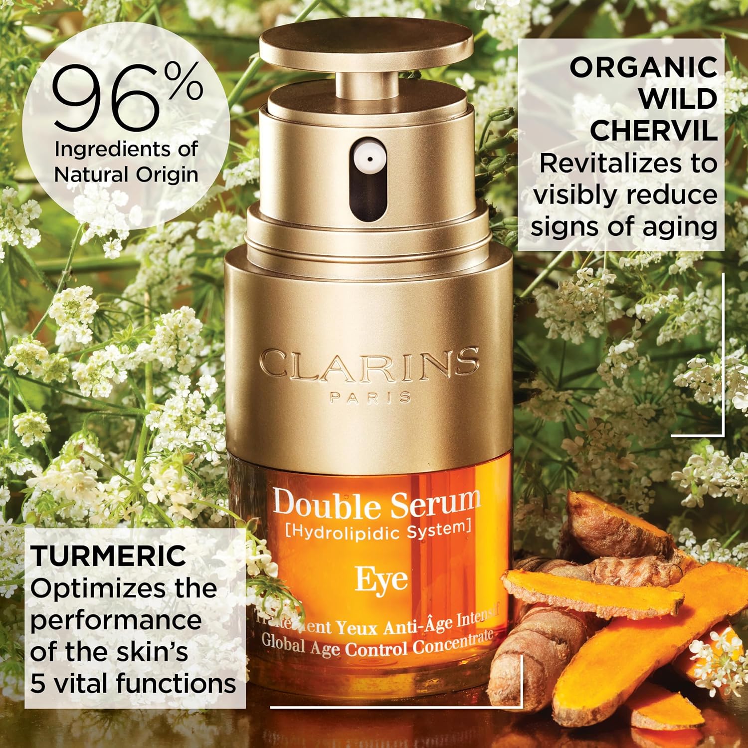 Clarins DOUBLE SERUM EYE – Anti-Aging Eye Treatment with 13 Plant Extracts, Incl