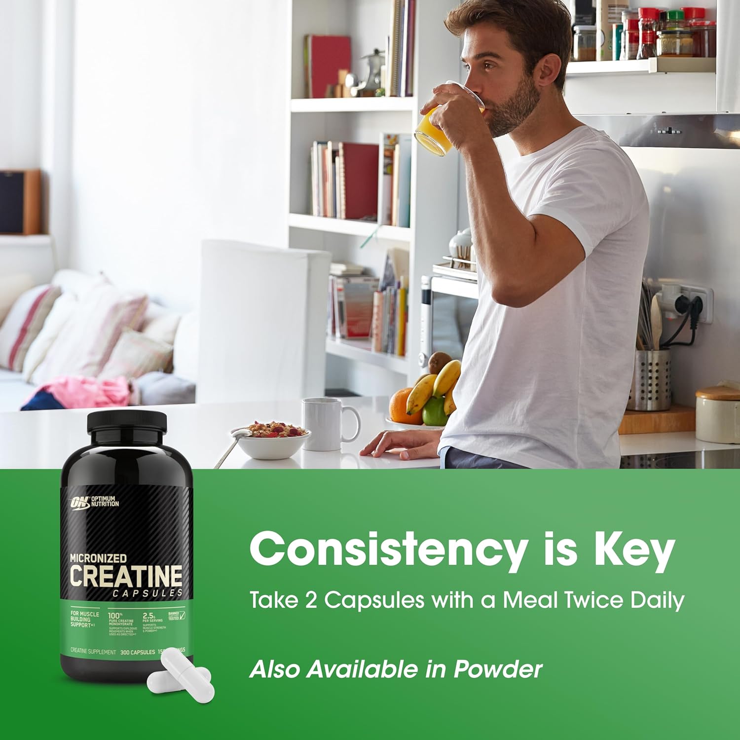 Optimum Nutrition Micronized Creatine Monohydrate Capsules – 2500mg, 300 Capsule