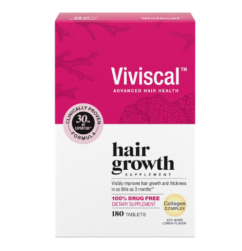 Viviscal Hair Growth Supplements for Women, Thicker Fuller Hair Support for Thinning Hair and Hair Loss, with Biotin and Marine Collagen, Drug-Free, 180 Tablets