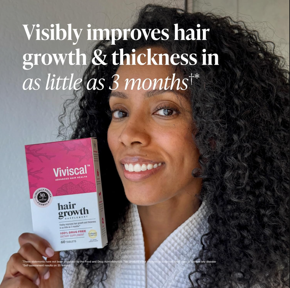 Viviscal Hair Growth Supplements for Women, Thicker Fuller Hair Support for Thinning Hair and Hair Loss, with Biotin and Marine Collagen, Drug-Free, 180 Tablets