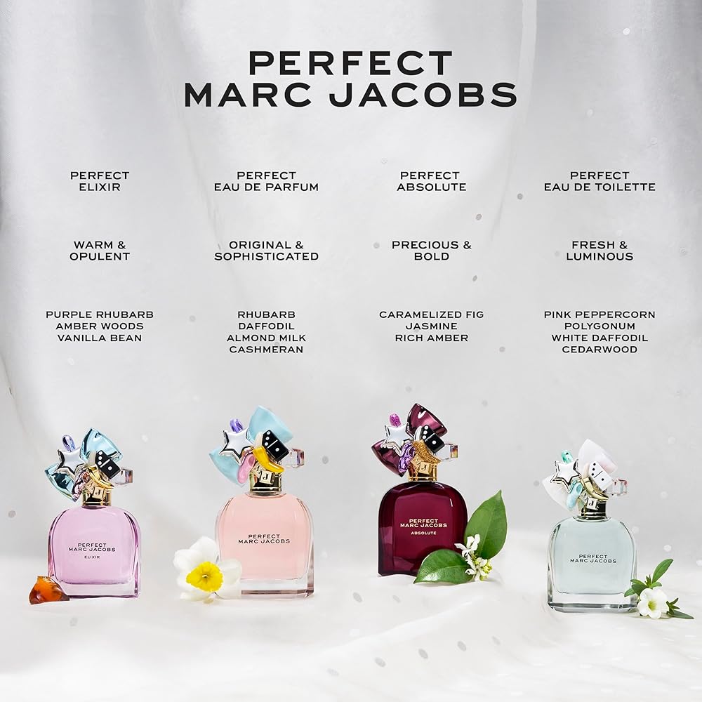 Marc Jacobs Perfect Eau de Parfum for Women – Floral Perfume with Rhubarb & Daffodil – Long-Lasting Signature Fragrance