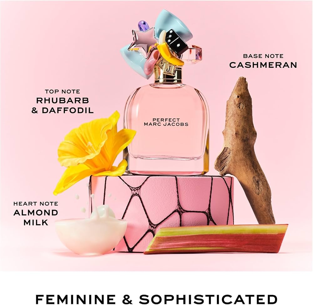 Marc Jacobs Perfect Eau de Parfum for Women – Floral Perfume with Rhubarb & Daffodil – Long-Lasting Signature Fragrance