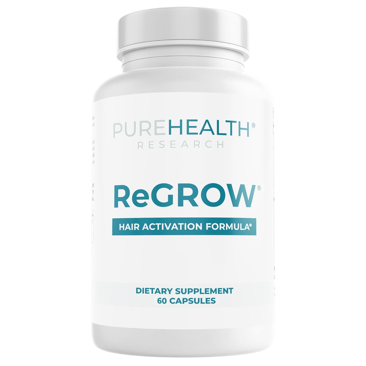 PUREHEALTH RESEARCH ReGrow Hair Growth Vitamins – Biotin, Saw Palmetto & Collagen Hair Supplement for Thicker, Healthier Hair (60 Capsules)