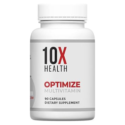 10X Health Optimize Methylated Multivitamin for Men – 34-in-1 Formula with Methyl B Complex, B12 (800 mcg), 5-MTHF & NAC (90 Capsules)