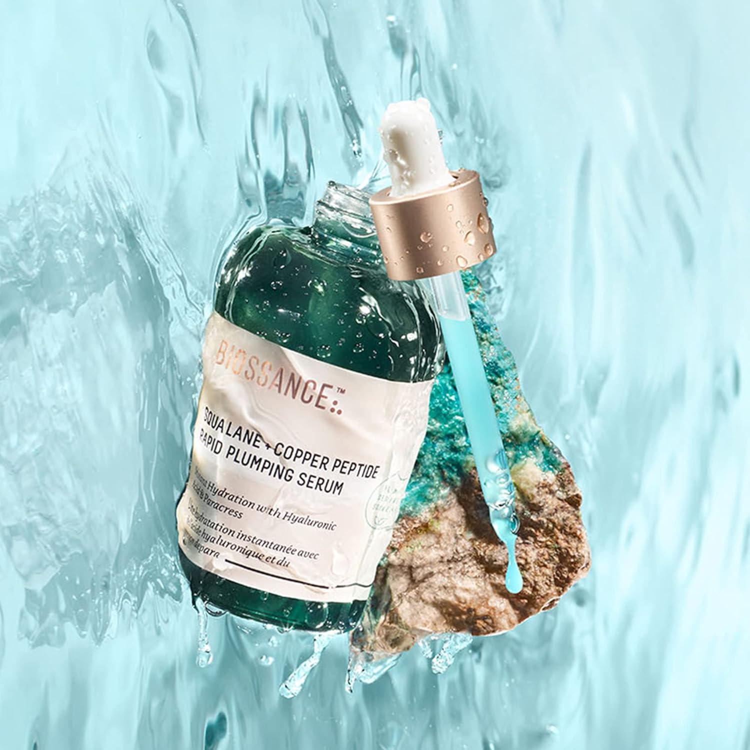 Biossance Squalane + Copper Peptide Rapid Plumping Face Serum – Firming & Hydrating Anti-Aging Serum for Fine Lines and Wrinkles  1.69 fl oz