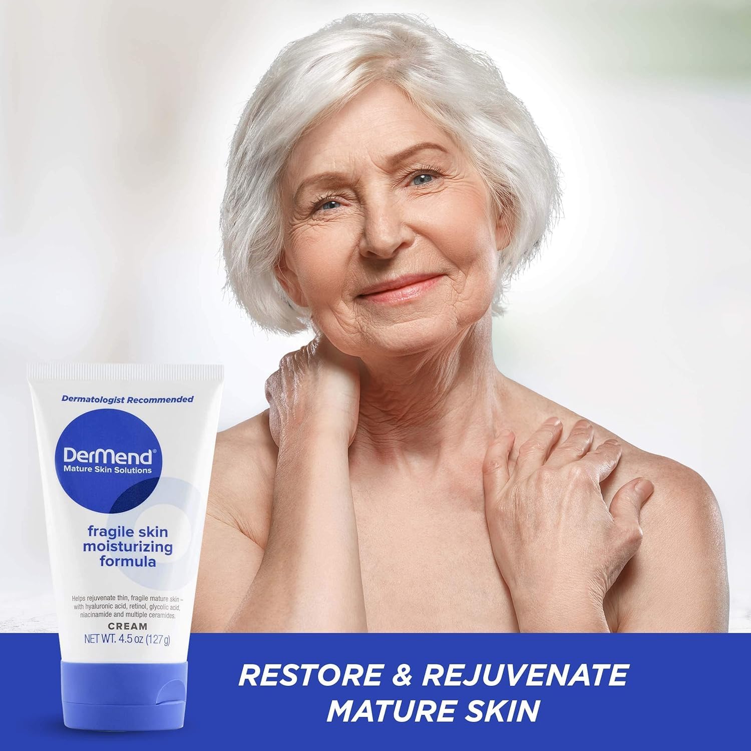 Dermend Fragile Skin Moisturizing Cream 4.5 oz – Anti-Aging Firming & Strengthening Lotion for Thin Aging Skin