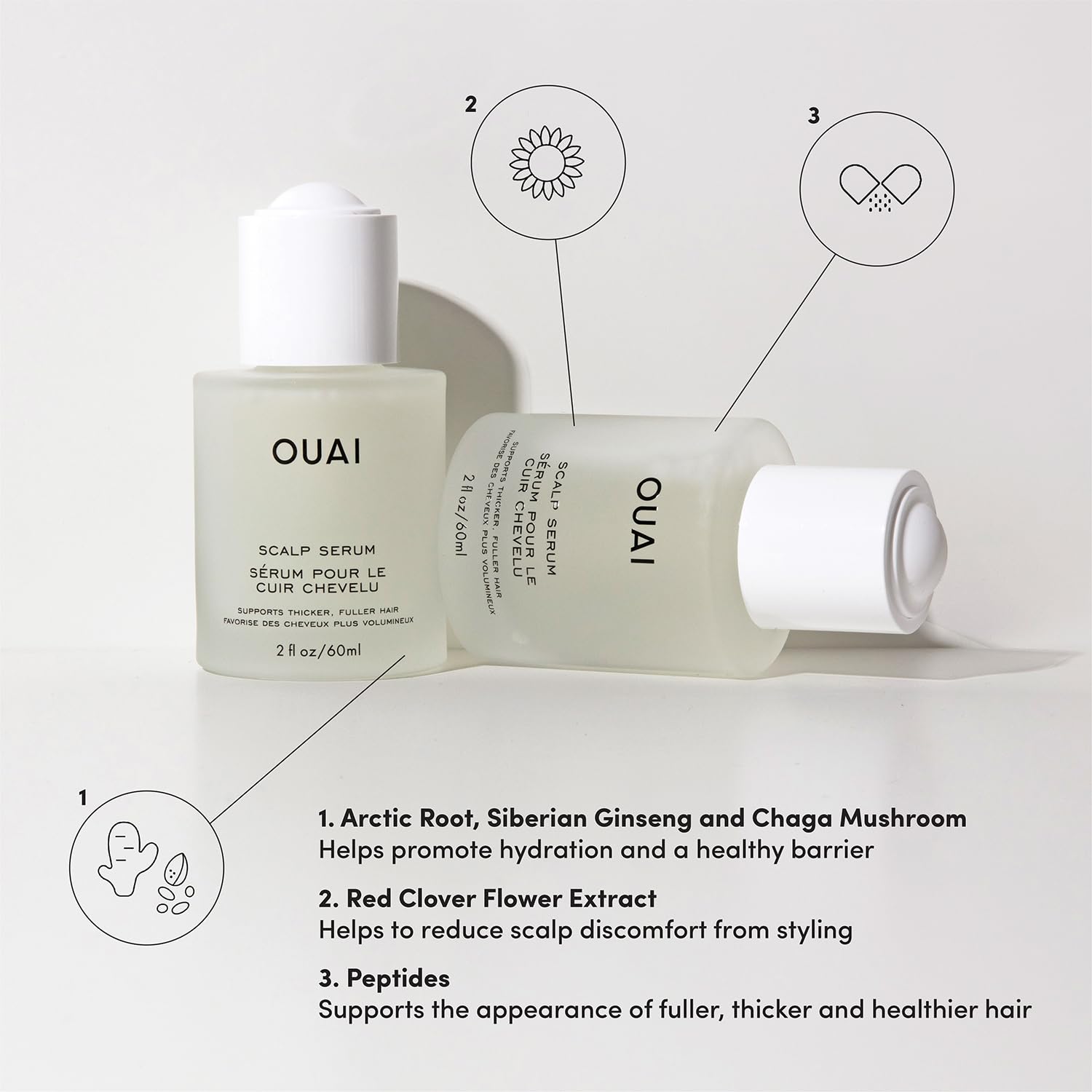 OUAI Scalp Serum – Balancing Hair & Scalp Treatment with Peptides, Red Clover & Siberian Ginseng for Thicker Fuller-Looking Hair (2 fl oz)